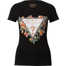Guess Dam T-shirts Guess Ss Cn Triangle Flowers T-shirt - Svart