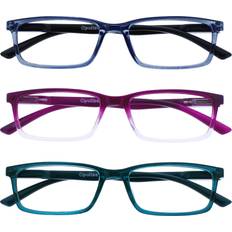 Purple Reading Glasses Opulize Se 3-pack blåljusblockerande blå lila turkos dator anti-bländning unisex BBB9-35Q 3,00