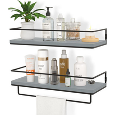 Mercer41 Lillia Metal Floating Metal Gray/Black Wall Shelf