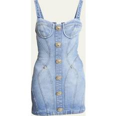 Balmain Kjoler Balmain Stretch Cotton Denim Mini Dress Blue (36 42)