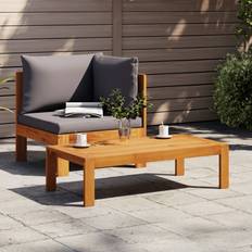 vidaXL 2 Piece Garden Sofa with 1 Armrest 2-Seater Solid Wood Acacia - Brown Outdoor Lounge Set