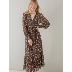 LK Bennett Lucian Tiered Dress 14, BROWN