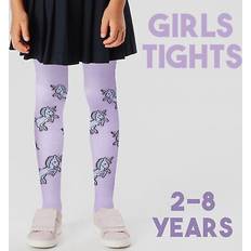 Elastane Pantyhoses Metzuyan Girls unicorn tights purple school tights cute cotton rich years