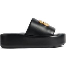 Balenciaga Women Slides Balenciaga steigen Ledersandalen Black female