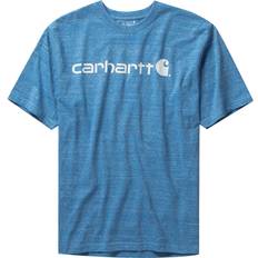 Carhartt Clothing on sale Carhartt Men's Loose Fit Heavyweight Short-Sleeve Logo Graphic T-Shirt,Blue Lagoon Snow HeatherMedium