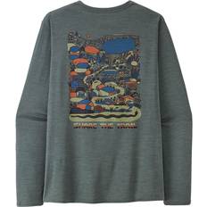 Gehen & Wandern - Grün Oberteile Patagonia L/S Cap Cool Daily Graphic Shirt Lands Funktionsshirt Gr grau