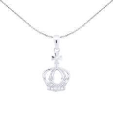 Rhodium Plated Charms & Pendants Jewelco London Silver jewelco london round cz royal king crown charm pendant