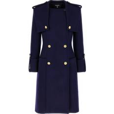 Mujer - Oro Abrigos Balmain Balmain-Double-Breasted Long Coat Trench Impermeabili Blu-Donna Blue 38FR