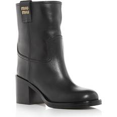 Miu Miu Stivali Miu Miu Leather Moto Booties - Women's