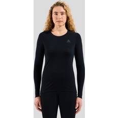 Merinowolle Basisschicht-Oberteile Odlo Damen Merino Longsleeve schwarz