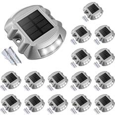 VOLISUN Solar Deck Lights 16-Pack Led Wireless IP67 Waterproof Warning Step Lights (White)