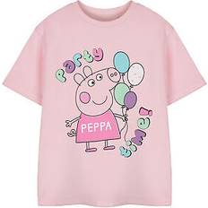 Peppa Pig T-shirts Children's Clothing Peppa Pig pink party time short sleeved t-shirt girls