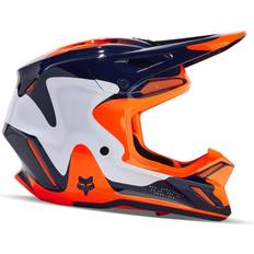 Fox Racing V3 MOTOCROSS HELMET, REVISE NAVY/ORANGE