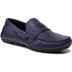 Emporio Armani Low Shoes Emporio Armani Loafers, male, Blue, 1/2 Blue Leather Logo Moccasin