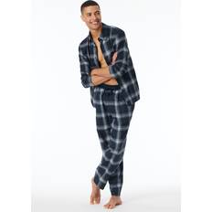 Flanell Nachtwäsche Schiesser Herren Lange Schlafhose-weiches Flanell-Mix Relax Pyjamaunterteil, Nachtblau_182049