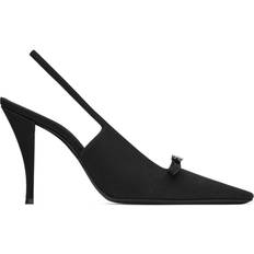 Saint Laurent Heels & Pumps Saint Laurent Sadie 95mm slingback pumps women Silk/Calf Leather/Calf Leather Black