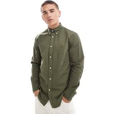 Tommy Hilfiger Green Shirts Tommy Hilfiger Regular Fit Garmnet Dyed Oxford Shirt Dark Khaki, Dark Khaki, 2Xl, Men