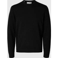 Selected 100% Merinould Sweater Med Rund Hals Sort