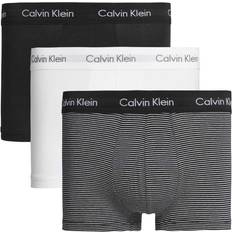 Vita Kalsonger Calvin Klein Low Rise Trunk 3-Pack White/ B&W Stripe/Black (XL XL)