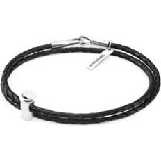 Anchor & Crew Midnight Black GUSTATORY Coffee Takeout Cup Silver and Braided Leather Bracelet 21cm