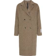 Notyz Outerwear Notyz Double-Breasted Coats, female, Brown, Alpaca Coat Light Brown Melange