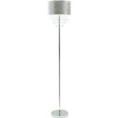 Acrylic Floor Lamps & Ground Lighting ValueLights Bonita Polished Silver And E27 GLS LED 6W Warm White 3000K Bulb Floor Lamp