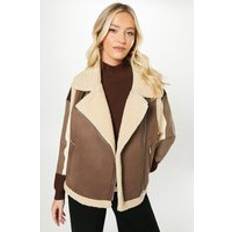 Brown - Women Vests Dorothy Perkins Suede Shearling Gilet Chocolate