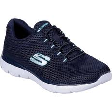 Skechers Azul - Mujer Zapatos Skechers Zapatillas De Deporte Mujer - Blu Navy Mesh White Trim