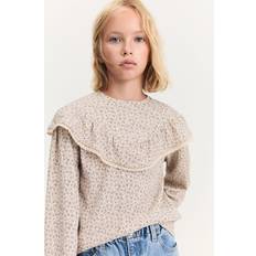 Blouses & Tunics Children's Clothing Mango Kids' Leo Long Sleeve Frill Tee, Beige