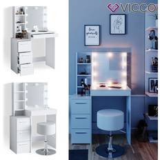Schminktische Vicco Meryl 80 cm Mit LED Beleuchtung Und Hocker 80 x 40 x 127 cm Schminktisch