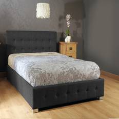 Double black ottoman bed Comfy Living Black Fabric Ottoman Storage Gaslift Bedframe - Black / Double