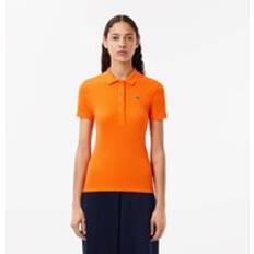 Lacoste L.12.D Slim Fit Ribbed Cotton Polo Shirt Orange