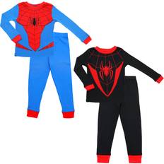 Marvel Nightwear Children's Clothing Marvel Boys' Big Boys' Spiderman 4-Piece Cotton Pajama Set, Blue/Black, 2T