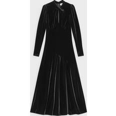 Velluto Vestiti Ganni Dress Velvet Jersey Long Black