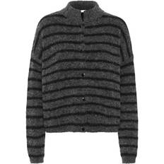 Gestuz AlphaGZ Short Cardigan, Charcoal Black Striped