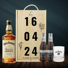 Jack Daniels Personalised No. 7 Tennessee Honey Whisky Anniversary Gift Box with Cola &amp Glass 70cl