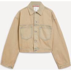 Acne Studios Women Jackets Acne Studios Women's Light Sand Cropped Denim Jacket