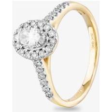 Gold - Wedding Rings 9ct Yellow Gold 0.50ct Oval Cluster Shoulder Set Ring THR29081-50 O