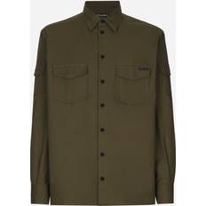 Dolce & Gabbana Green Tops Dolce & Gabbana Technical Fabric Shirt With Pockets Man Shirts Multicolor