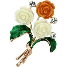 Rose Gold Brooches Precious Stone Women Flash Rose Gold White Metal Brooches with Synthetic in Multi Color