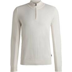 Hvid - Polotrøjer Sweatere BOSS Regular-fit zip-neck sweater in virgin wool