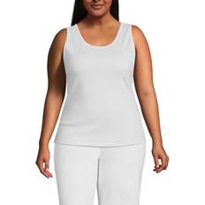 Lands' End Women Tank Tops Lands' End Women's Plus Cotton Tank Top,White,3X