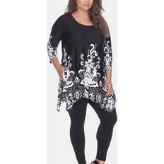 Paisley Tops White Mark Plus Yanette Tunic Top Black 2X