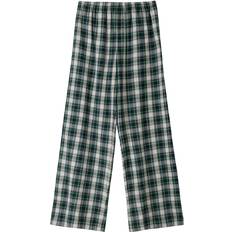 Bershka Gröna Byxor & Shorts Bershka Gröna, rutiga byxor med knytning midjan och vida ben-Grön/a