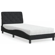 vidaXL Bett mit Matratze Schwarz 90x190 cm Samt Bettrahmen