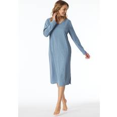Schiesser Natkjoler Schiesser Comfort Essentials Longsleeve Sleepshirt - Blue Pattern