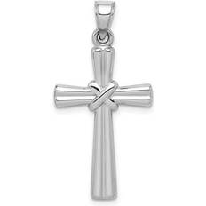 Special Sparkle 14k white gold solid polished 3-dimensional hollow cross pendant