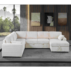 Latitude Run Modern Corduroy Sectional With Storage Chaise Lounge 117.5 x 34.5 x 91.0 in D Sofa 117.5" 6 Seater