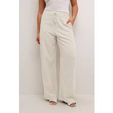 Natur - XXL Bukser Kaffe Kamilia Stripe Linen Blned Trousers