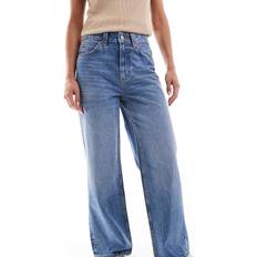 ASOS Petite Wide Leg Dad Jeans - Mid Blue